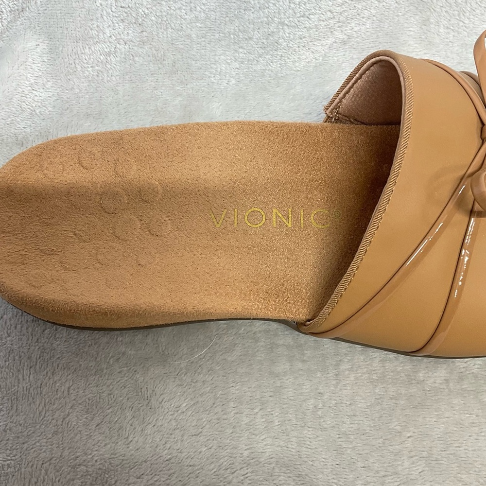 Vionic Bella Slide Sandals With Bow Camel Women’s 10 - Picture 4 of 8